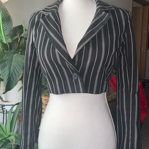Socialite Black and White Striped Blazer